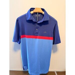 Vineyard VInes Polo Shirt Mens Small Blue Striped Golf Performance